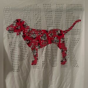 Nwt Pink red floral dog and pink in rhinestone LS T.